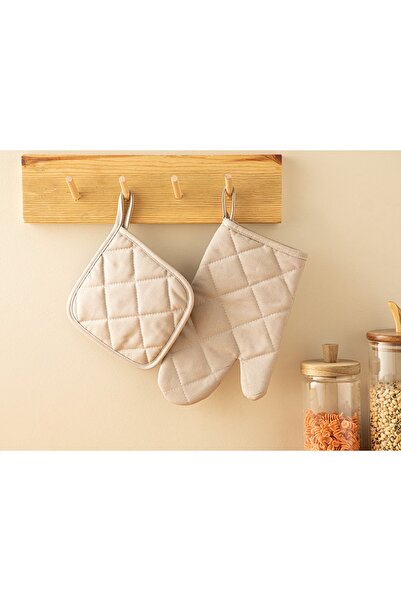 English Home Alas Pamuk 2'li Mutfak Seti 17x27 Cm+18x18 Cm Bej