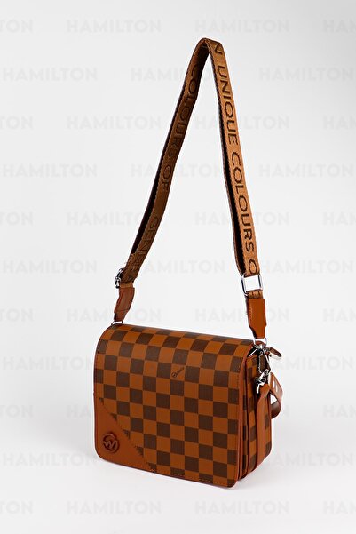 HAMILTON Original Women's Adjustable Cross Strap Leather Textured Detailed Covered Stylish Shoulder and Hand Bag
