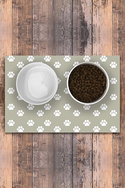 Evaşk Vinil Kaymaz Tabanlı Keçe Baskılı Evcil Hayvan Pet Mama Paspası 40x60