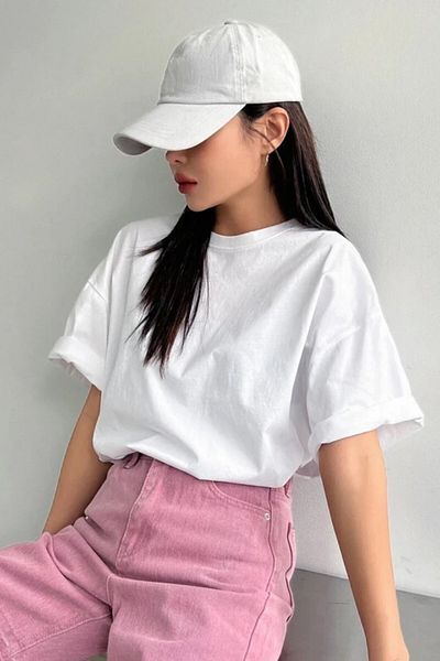 MODAGEN Women's White Prospect Printed Oversize T-shirt