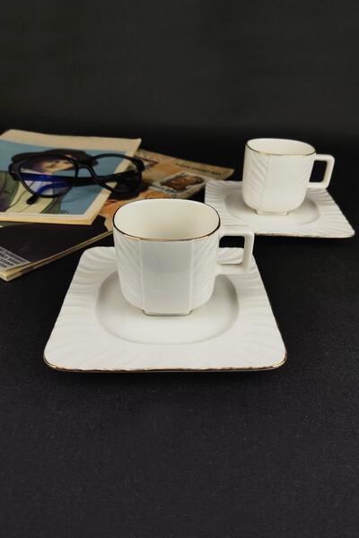 Digithome One Gold Line Porcelain 6-Piece Coffee Cup Set Gilded - Sqfes-90 C320.045