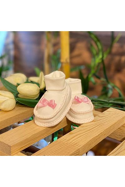 PATSAN Organic Cotton Combed Newborn Baby Booties Bow