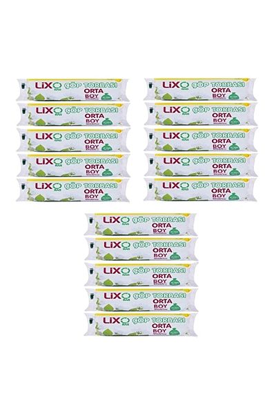 LİXOBAG Medium Size Garbage Bag 55x60 Cm 20 Pieces Rolls * 15 Packs = 300 Pieces Blue
