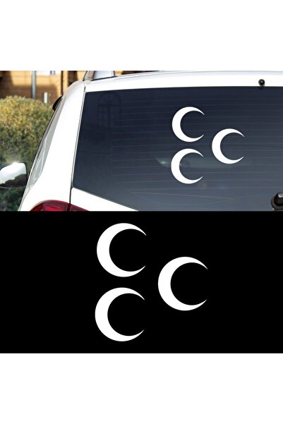 Melek Pazarı ملصق سيارة عثماني ثلاثي الهلال مقاس 10 × 10 سم