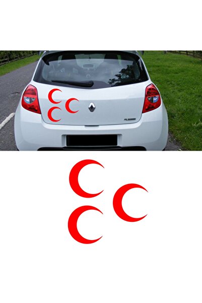 Melek Pazarı ملصق سيارة عثماني ثلاثي الهلال مقاس 10 × 10 سم