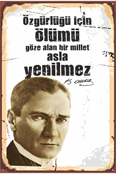 Ataturk Says Freedom Retro Wooden Poster