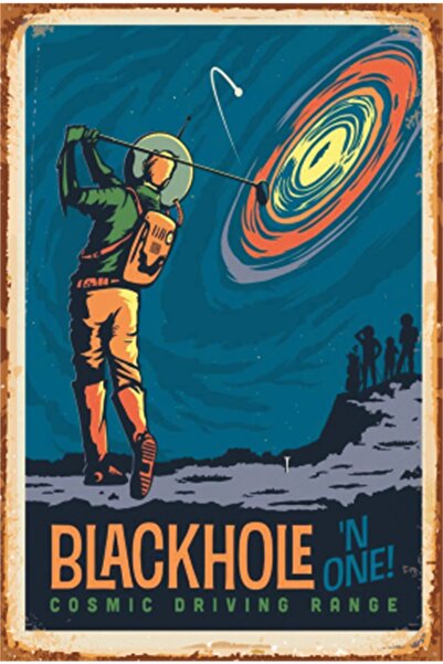 Hayat Poster Διασκεδαστικό ρετρό ξύλινο αφίσα Space And Planets Black Hole
