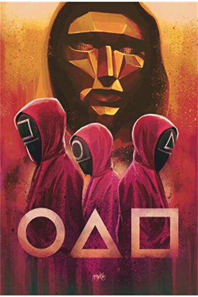 Hayat Poster Joc de calmar triunghi cerc pătrat poster retro din lemn