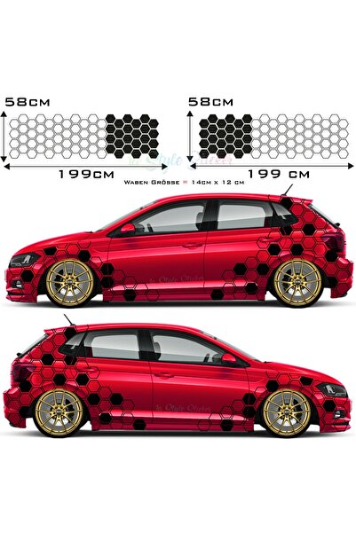 Melek Pazarı 200 X 58 Cm (sağ Ve Sol Settir) Petek Araba Arka Çamurluk Sticke...