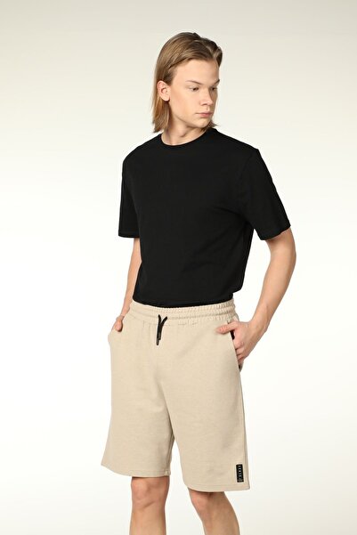 defys Erkek Beli Lastikli Cepli Etiket Detaylı Regular Fit Şort Bej