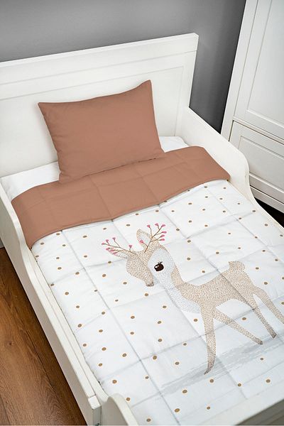 Tuğba Kuğu Montessori Quilt Set (95x195 Cm) - Iconic Series - Bambi with Flower Horns
