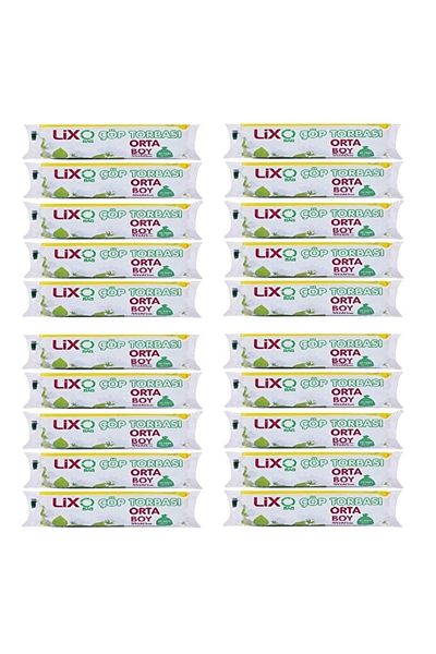LİXOBAG Medium Size Garbage Bag 55x60 Cm 20 Pieces Rolls * 20 Packs = 400 Pieces Blue