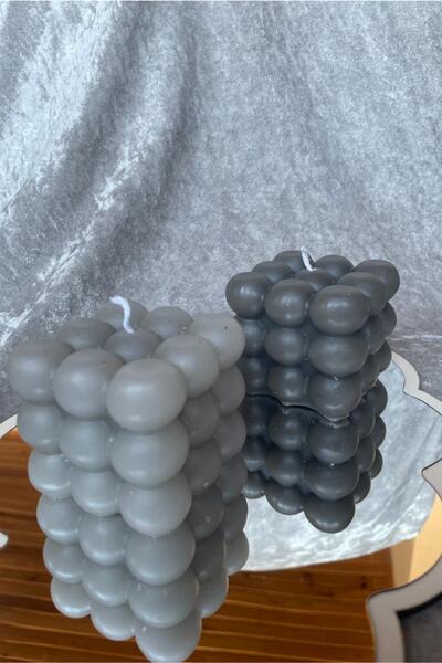 ELMATOLYE 2 Adet Bubble Mum Gri Ve Antrasit Hediyelik Dekorasyon Dekoratif