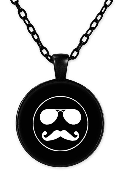 herotasarım Bll2936 Model Machete Mustache Black Chain Necklace