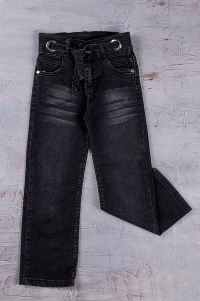 ADABEBEK Lycra Black Belted Buckle Grinded Denim Trousers 8401-8402