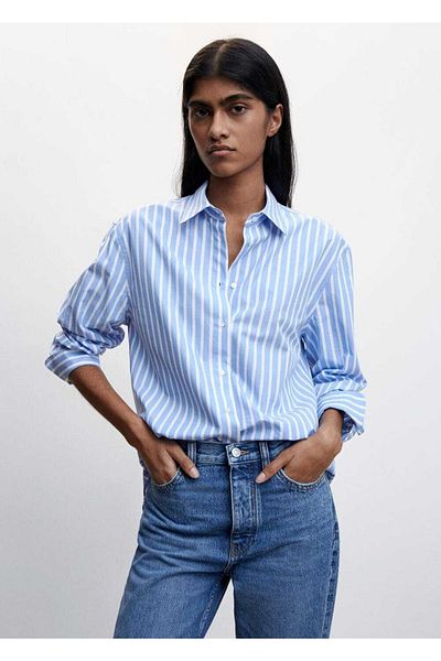 MANGO Woman Ριγέ μεγάλο πουκάμισο