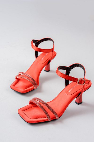 lmn ayakkabı Satin roșu Toc de 6 cm Două dungi 5 mm Pantofi de damă cu talpă cu cusut burete