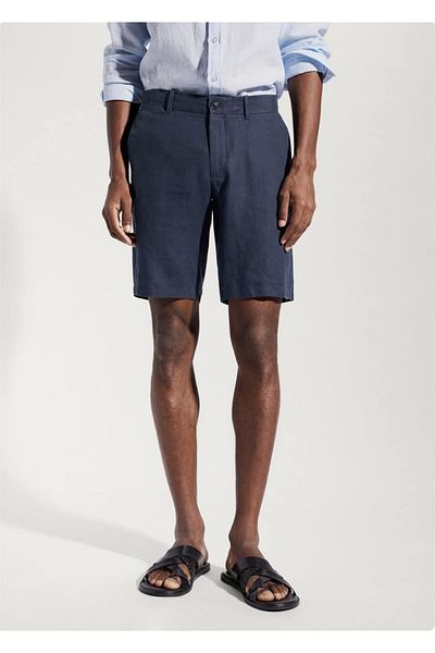 MANGO Man Linen Shorts - 100% Linen Comfort Design
