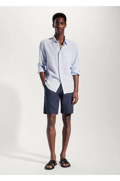 MANGO Man Linen Shorts - 100% Linen Comfort Design