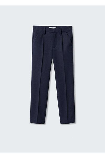MANGO Kids Pantaloni albastru închis pentru copii