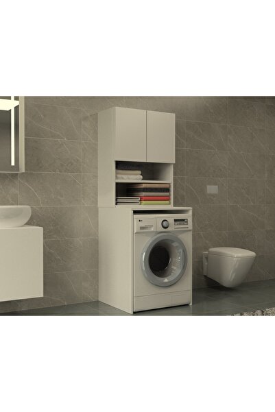 yıldız mutfak Banyo Dolabı-raflı Çamaşır Makinesi Dolabı-kapaklı-65 Cm-beyaz-...