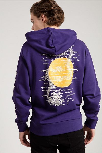 JAHR MARC Ανδρικό φούτερ με στάμπα Dragon Purple Oversize