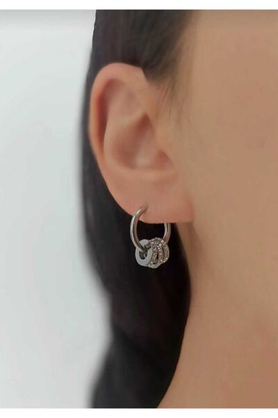 biralışveriş أقراط فضية متعددة الطبقات من الفولاذ المقاوم للصدأ