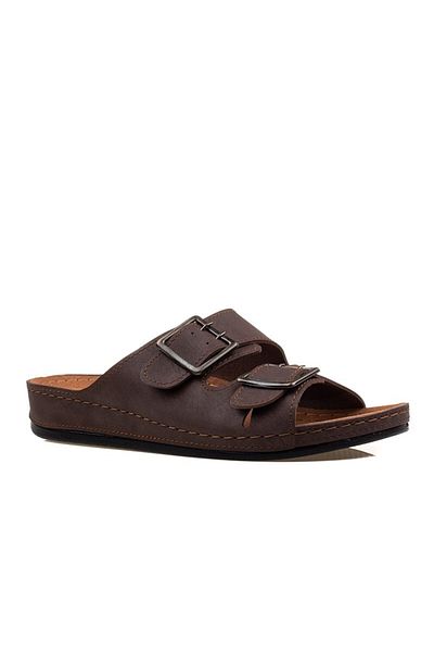 ARYAN Brown Men's Double Belt Slippers