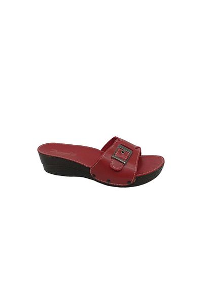 Zerhan Parmi 16901 Women's Red Buckle Daily Use Slippers
