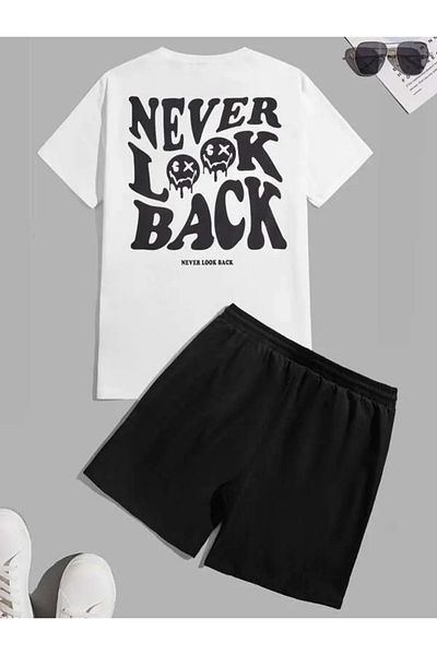 trendgar Back Printed Black Shorts Set
