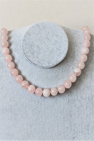 badeaccessories Sertifikalı 12 Mm Pembe Kuvars Doğaltaş Kolye