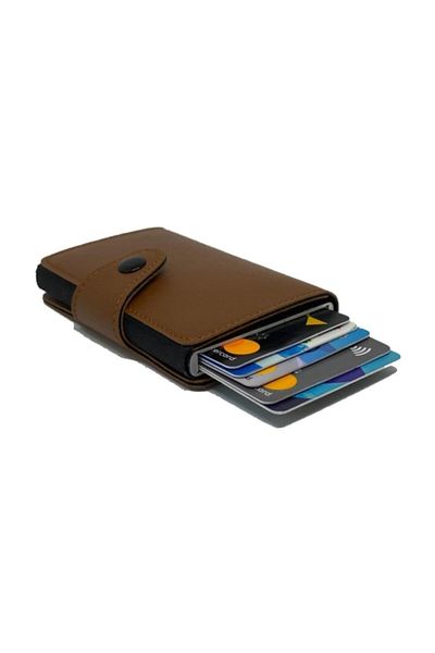 Walle's Polo Glamour Tan Wrapped Men's Mechanical Wallet Card Holder Leather
