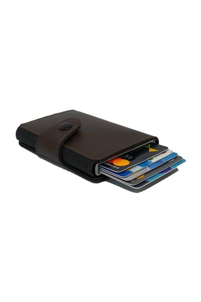Walle's Polo Glamour Brown Wrapped Men's Mechanical Wallet Card Holder Leather