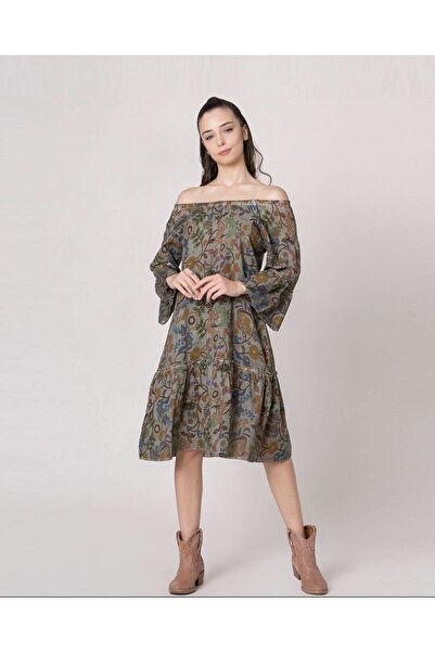 Bohemian Women's Brown Princess Collar Pleated Mini Dress