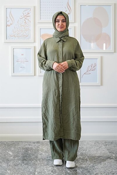 Zeliha Baysan Ravi Müslin Kadın Hac & Umre Takım Haki