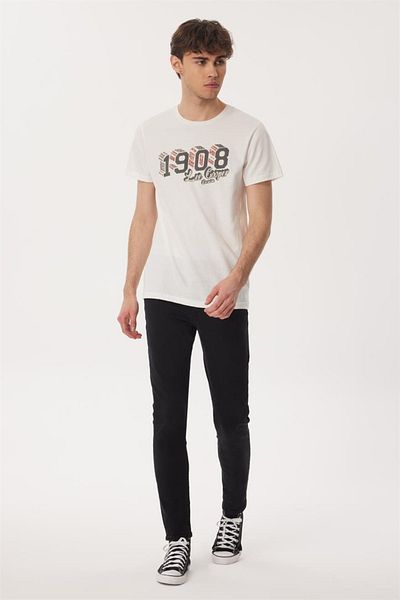 Lee Cooper LCM 242027 Lee Cooper Zeta Ανδρικό μπλουζάκι με λαιμόκοψη 232 ΛΕΥΚΟ