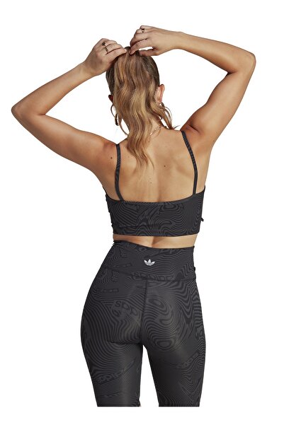 adidas Siyah - Karbon Kadın Atlet Ic2214 Aop Bra Top