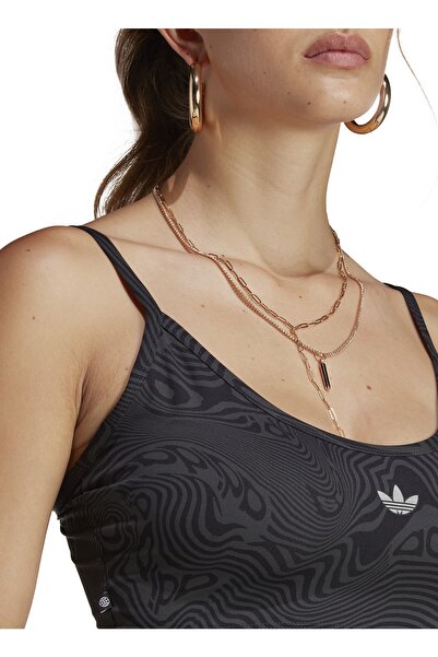 adidas Siyah - Karbon Kadın Atlet Ic2214 Aop Bra Top