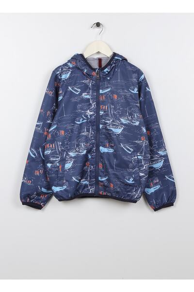 Lee Cooper Μπλε ανδρικό παλτό 232 Lcb 232002 Sail Blue με σχέδιο