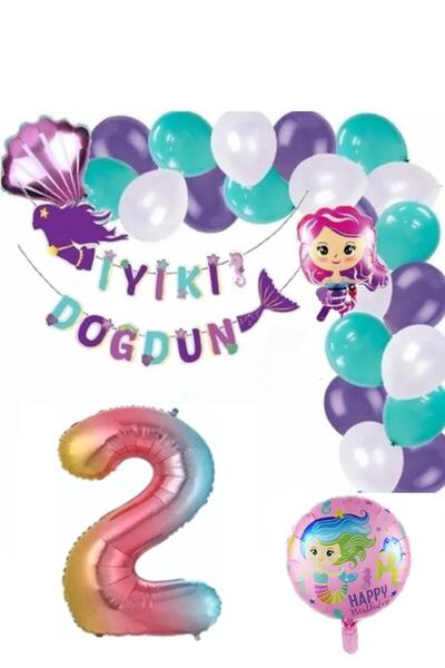 Bkmc 2 Year Old Mermaid - Concept Birthday Set and Party Decoration