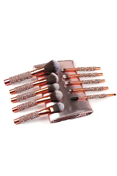 Lovelybird مجموعة فرش مكياج مع حقيبة وردية خاصة