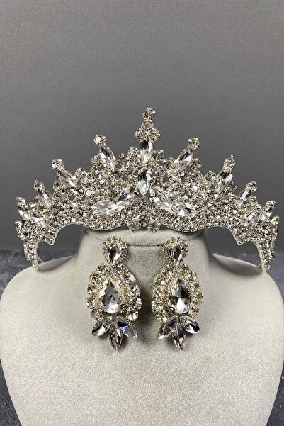 ESPEREST تاج زفاف من حجر طوكيو الفضي وأقراط مكوكية