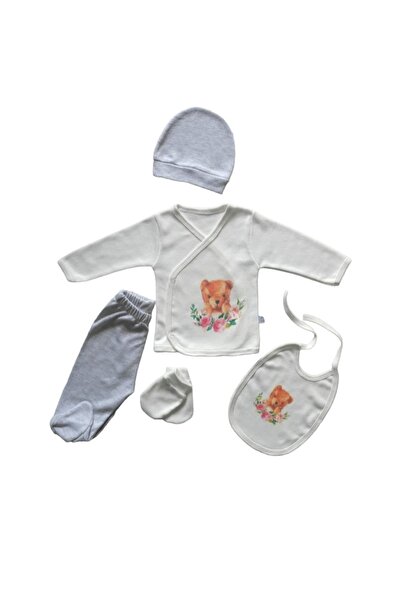 By Cwhr %100 Pamuk Yenidoğan Bebek Hediyelik 5 Li Hastane Çıkış Seti Yenidoğa...