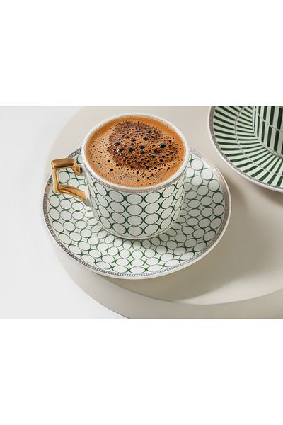 English Home Rabecca Porcelain 2-Piece Coffee Cup Set 90 ml Green