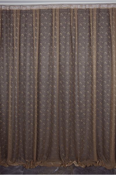 AKÇA TEKSTİL Bird Model Dark Mink Color Single Wing Ready Planted Pleated Background Curtain 300*260 Cm