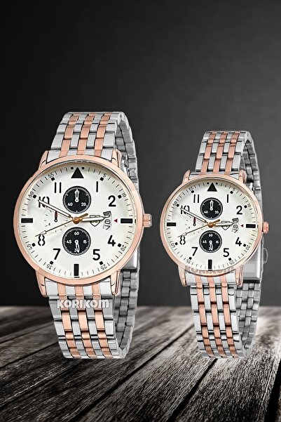 Korikom Sevgili Saatleri 5 Atm Su Geçirmez Gümüş/rose-gold Sevgili Kol Saatle...