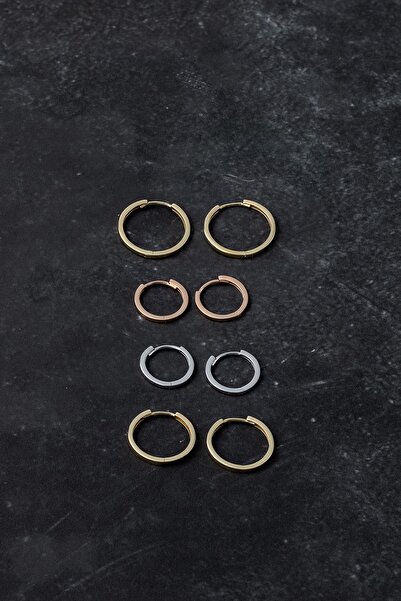 Cenova Jewelry 14 Ayar Altın Erkek Halka Küpe Rose 14 Mm