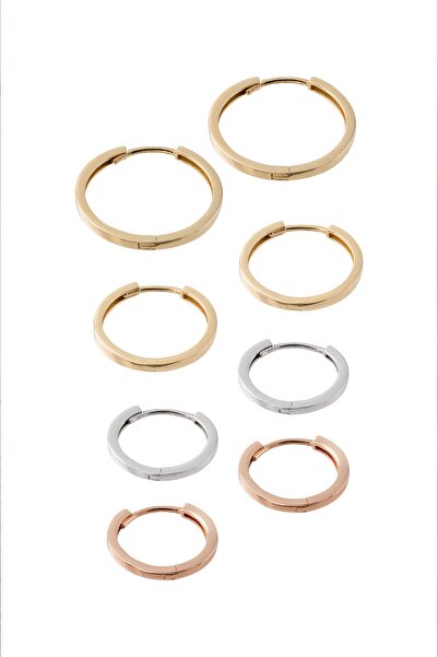 Cenova Jewelry 14 Ayar Altın Erkek Halka Küpe Rose 14 Mm