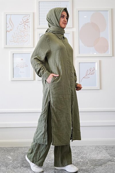 Zeliha Baysan Ravi Müslin Kadın Hac & Umre Takım Haki