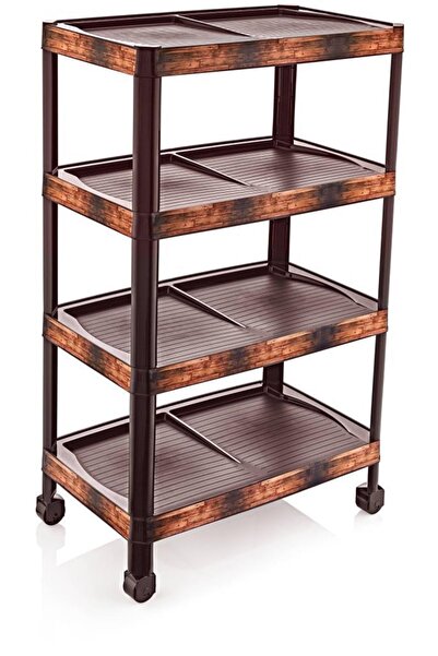 abnturk Ultra Lüks Model Ahşap Desenli 4 Katlı Demonte Ayakkabılık 48x28 H:80...